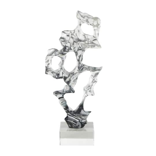 18" Clear Glass Handmade Freeform Sculpture with Clear Square Base